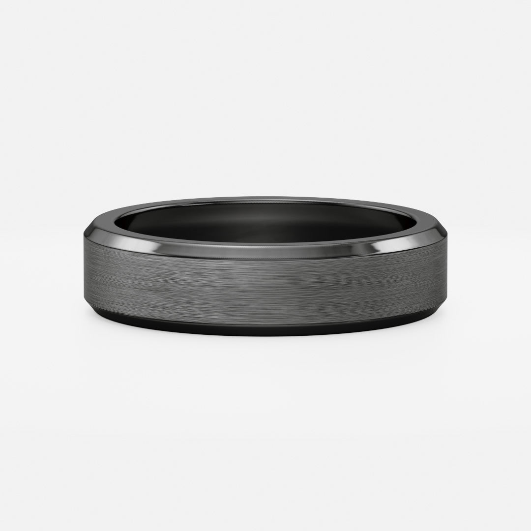 The Calihan Ring - Brushed Zirconium Chamfered Edge Men's Ceremonial Band