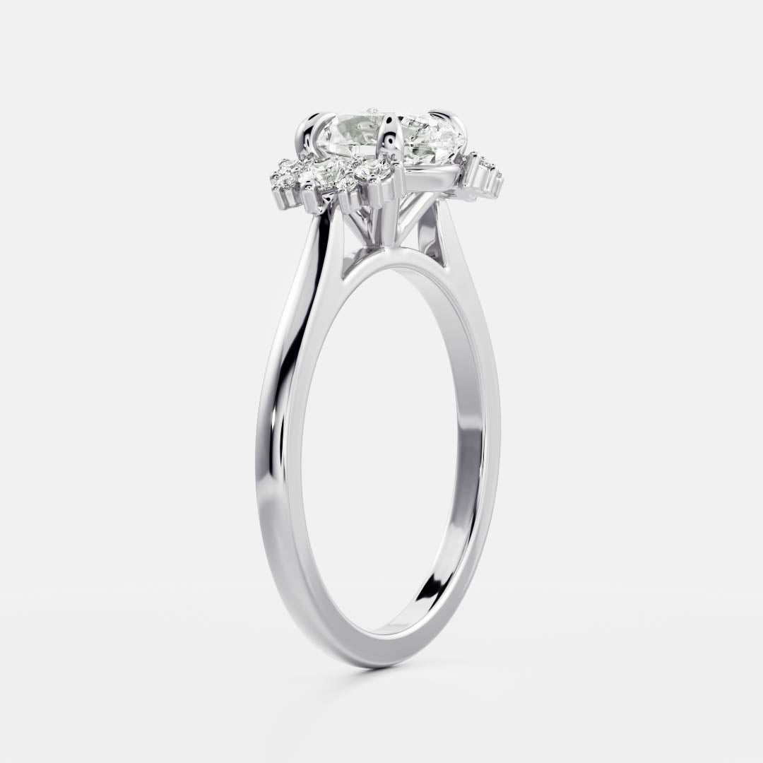 The Fleur Ring - Oval With Round Brilliant Accent Stones