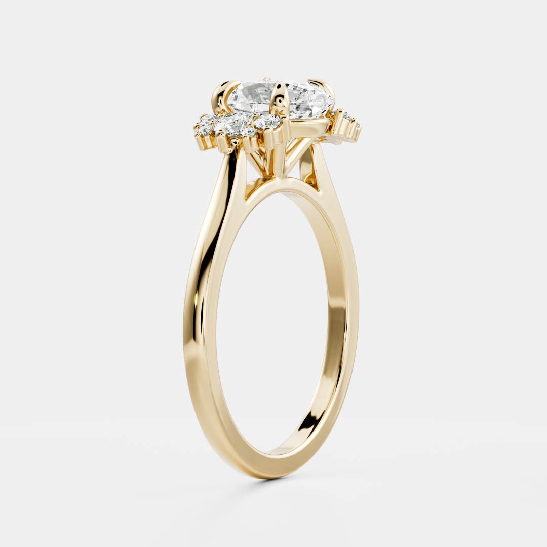 The Fleur Ring - Oval With Round Brilliant Accent Stones