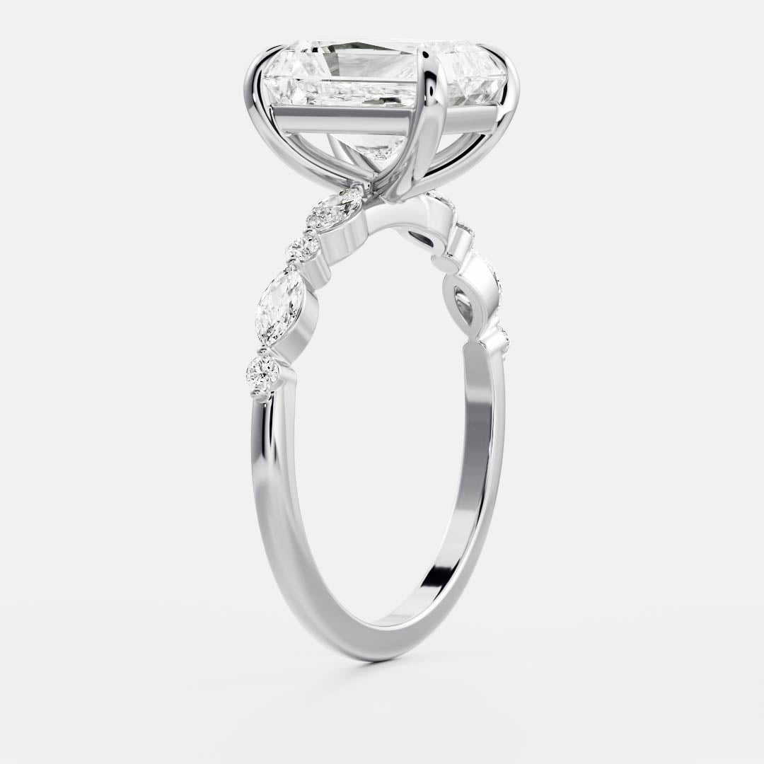The Celeste Ring - Radiant With Marquise and Round Brilliant Band