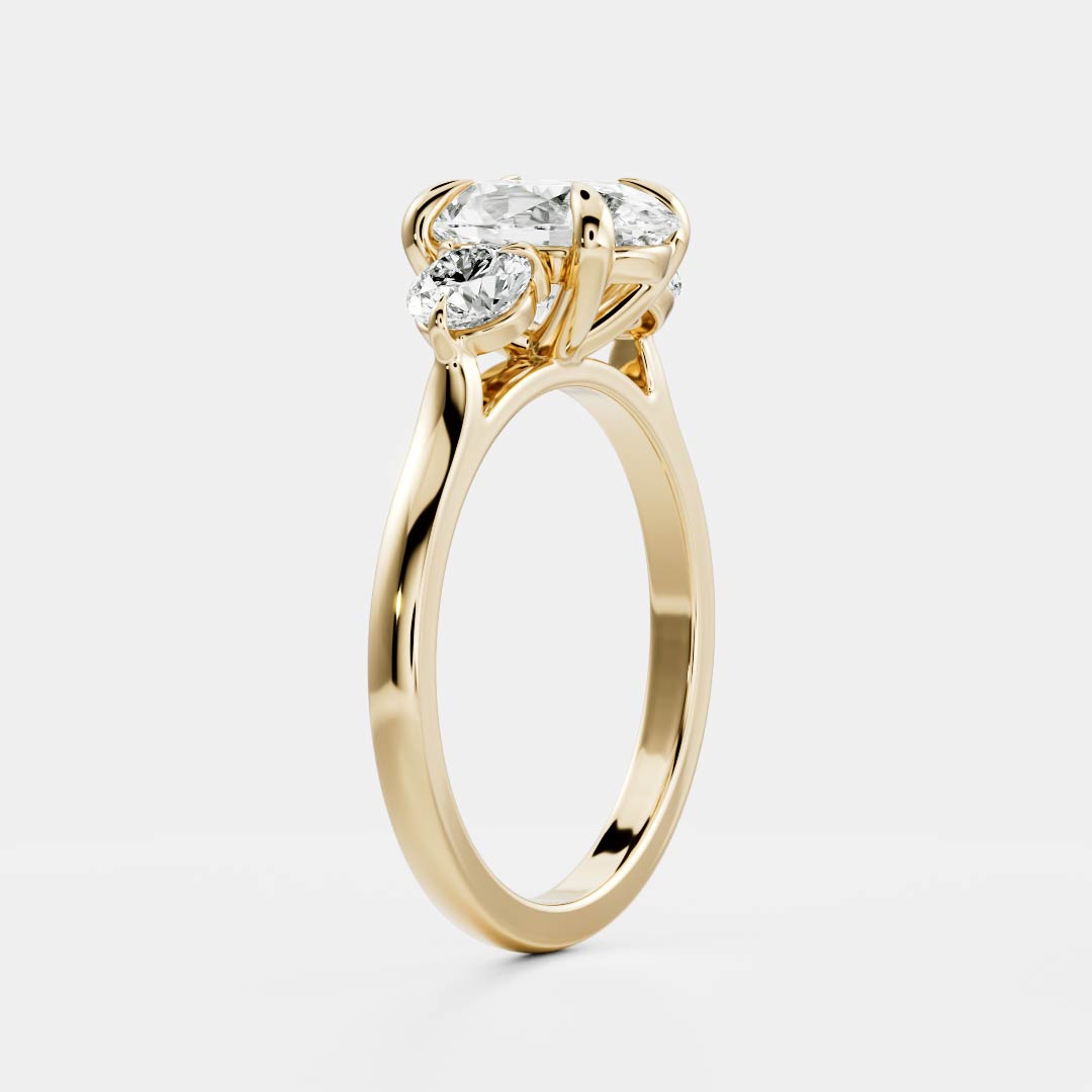 The Blaire Ring - 2.08ct Lab Grown Diamond Oval & Round Trilogy