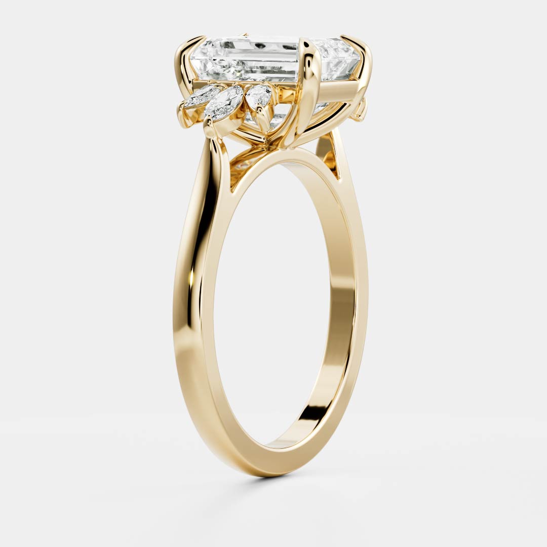 The Juniper Ring - Ornate Emerald With Accent Stones