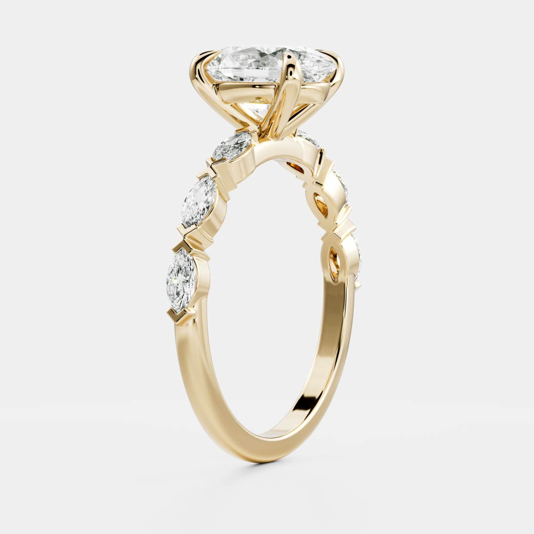 The Avery Ring - 2.1ct Moissanite Oval Solitaire with Marquise Band