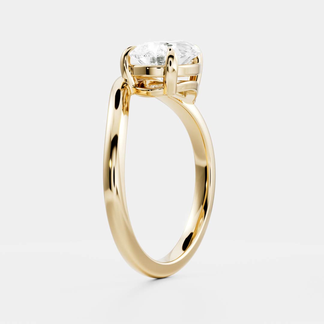 The Maya Ring - Pear Curved Solitaire