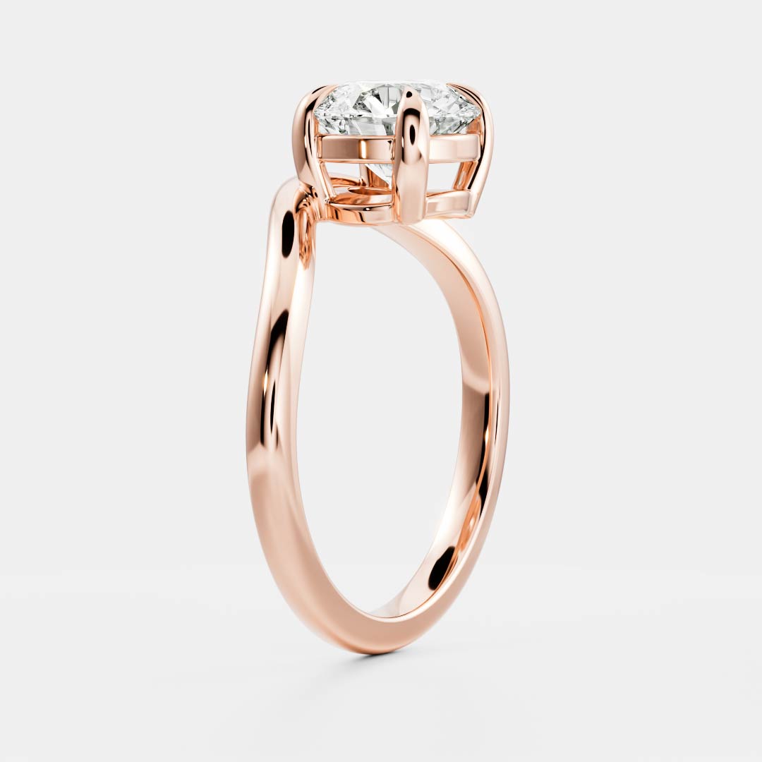 The Maya Ring - Round Curved Solitaire