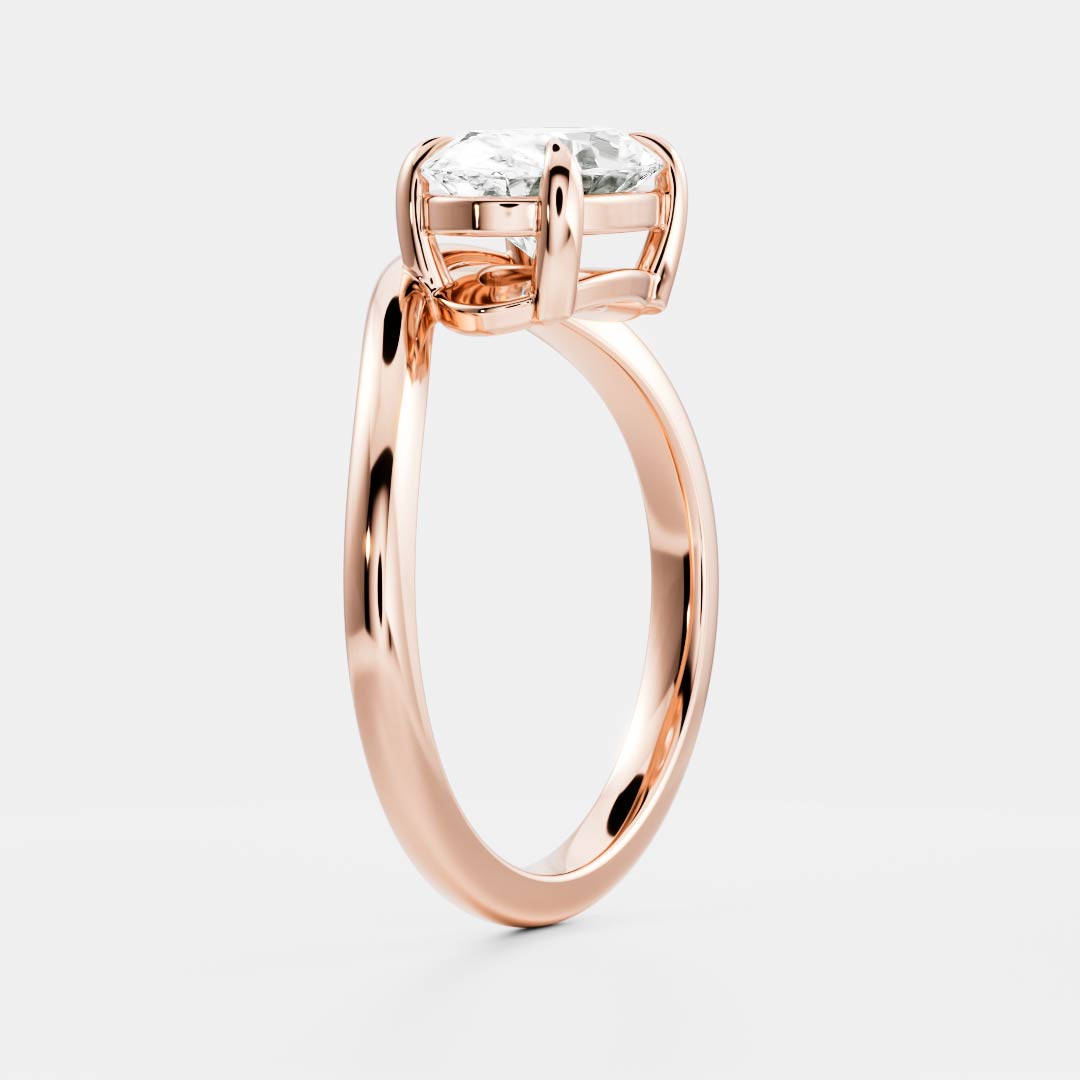The Maya Ring - Oval Curved Solitaire