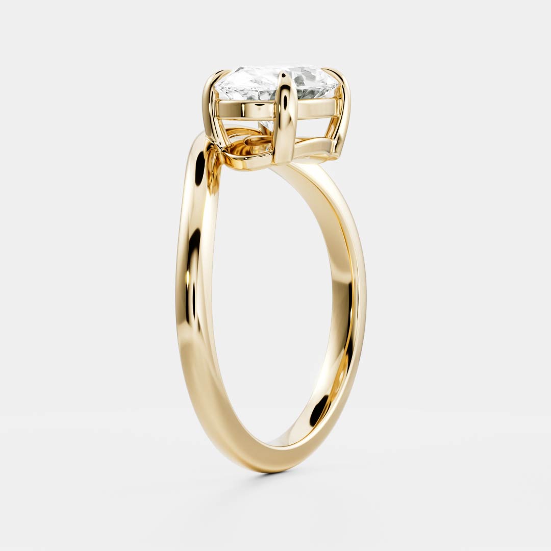 The Maya Ring - Oval Curved Solitaire