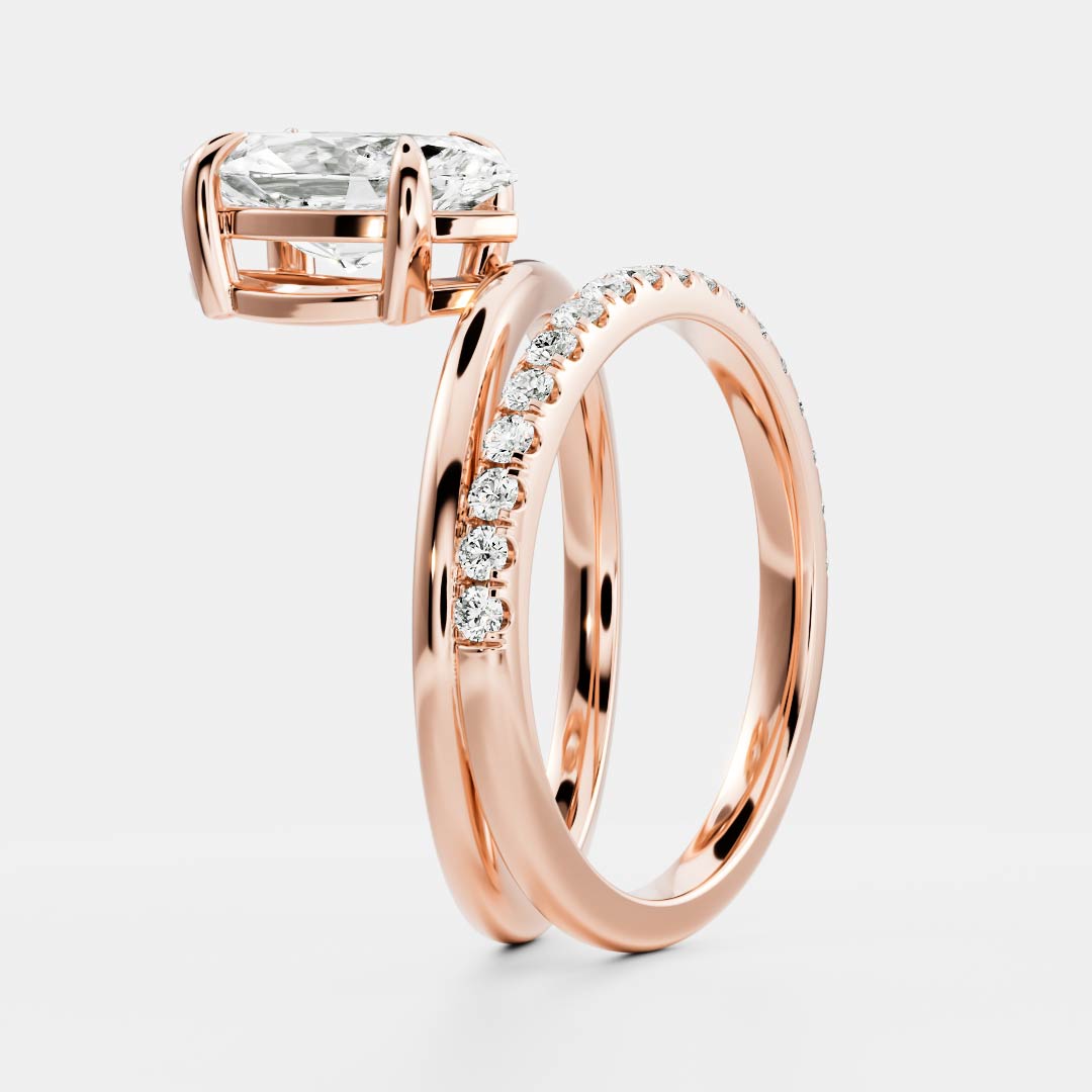 The Emerie Ring - Marquise Double Band Solitaire
