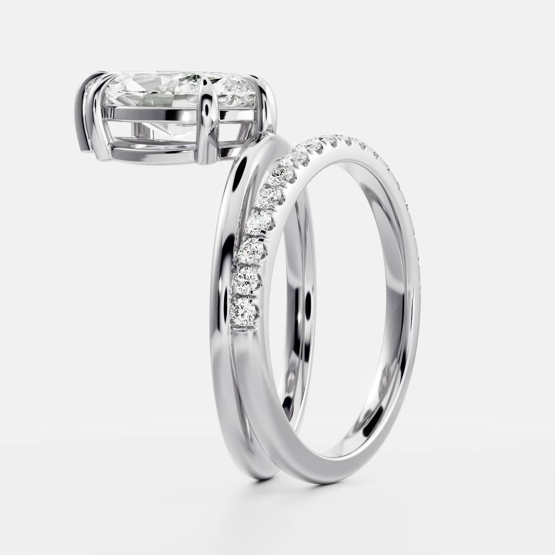 The Emerie Ring - Marquise Double Band Solitaire