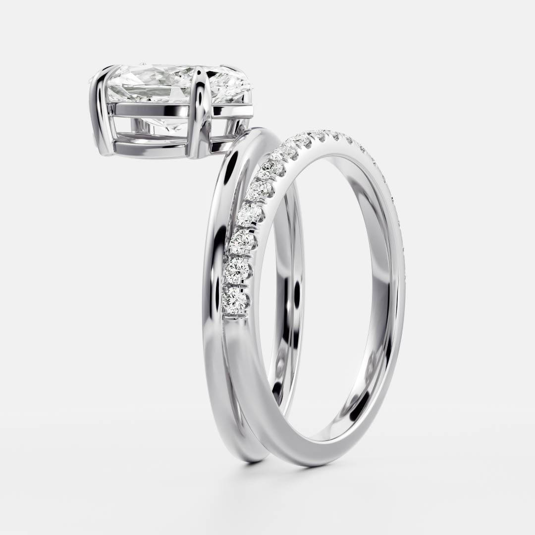 The Emerie Ring - Marquise Double Band Solitaire