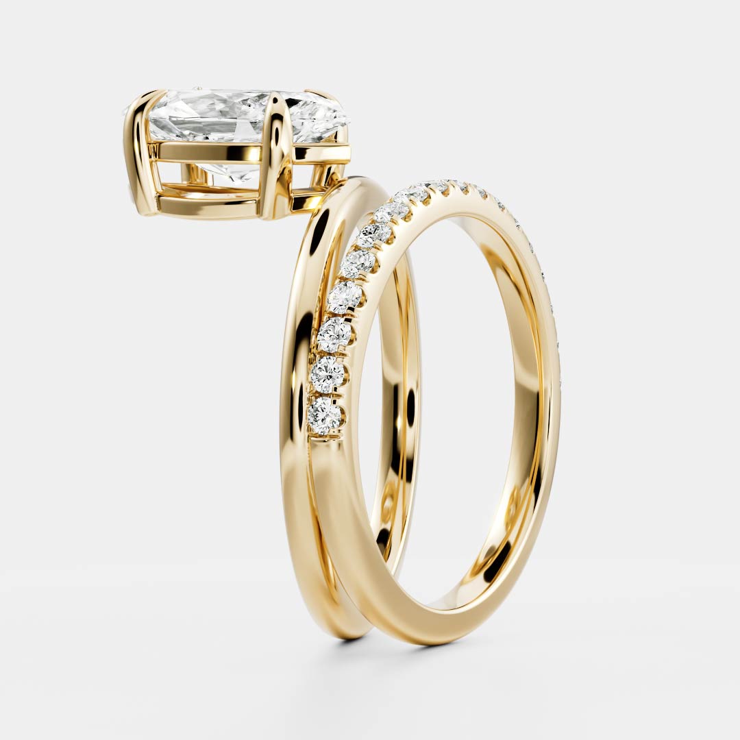 The Emerie Ring - Marquise Double Band Solitaire
