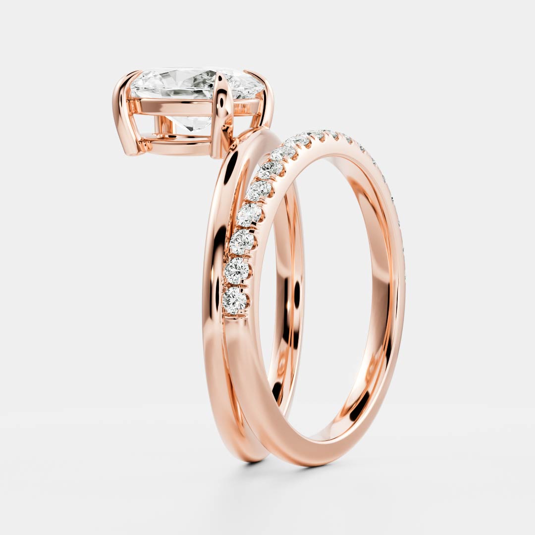 The Emerie Ring - Oval Double Band Solitaire