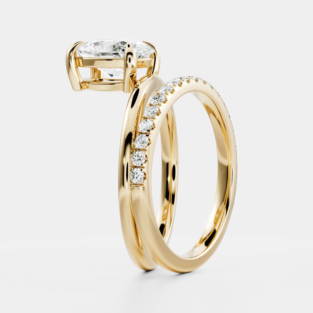 The Emerie Ring - Oval Double Band Solitaire