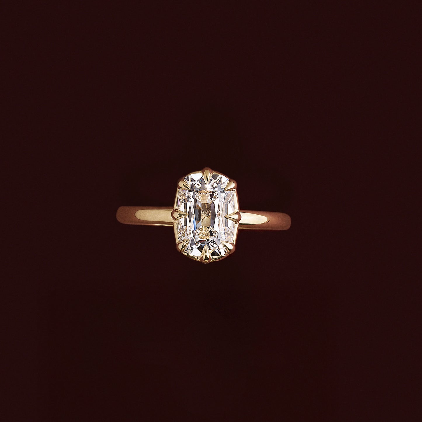 The Ophelia Ring - Elongated Cushion Georgian Solitaire