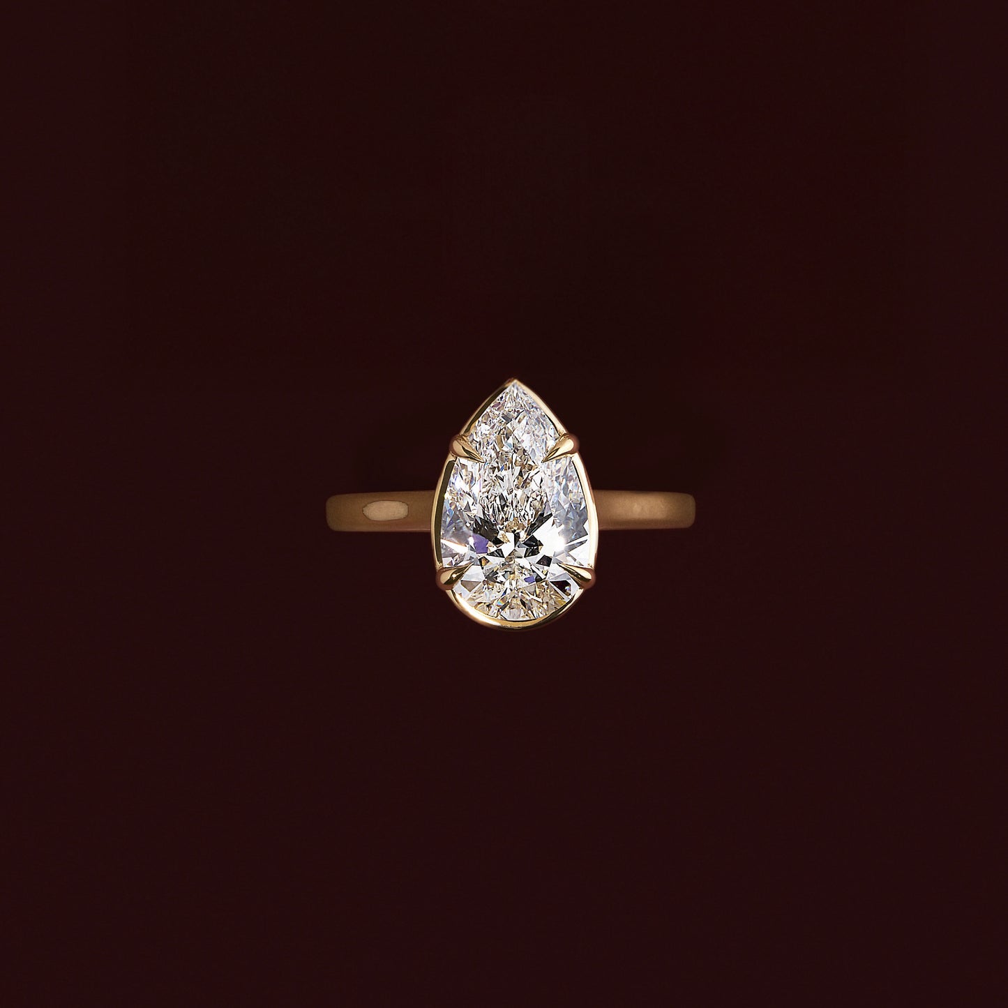 The Sophia Ring - Pear Cathedral Georgian Solitaire