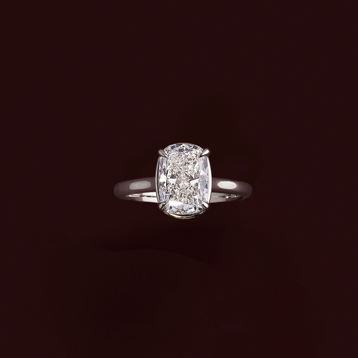 The Ophelia Ring - Elongated Cushion Cathedral Georgian Solitaire