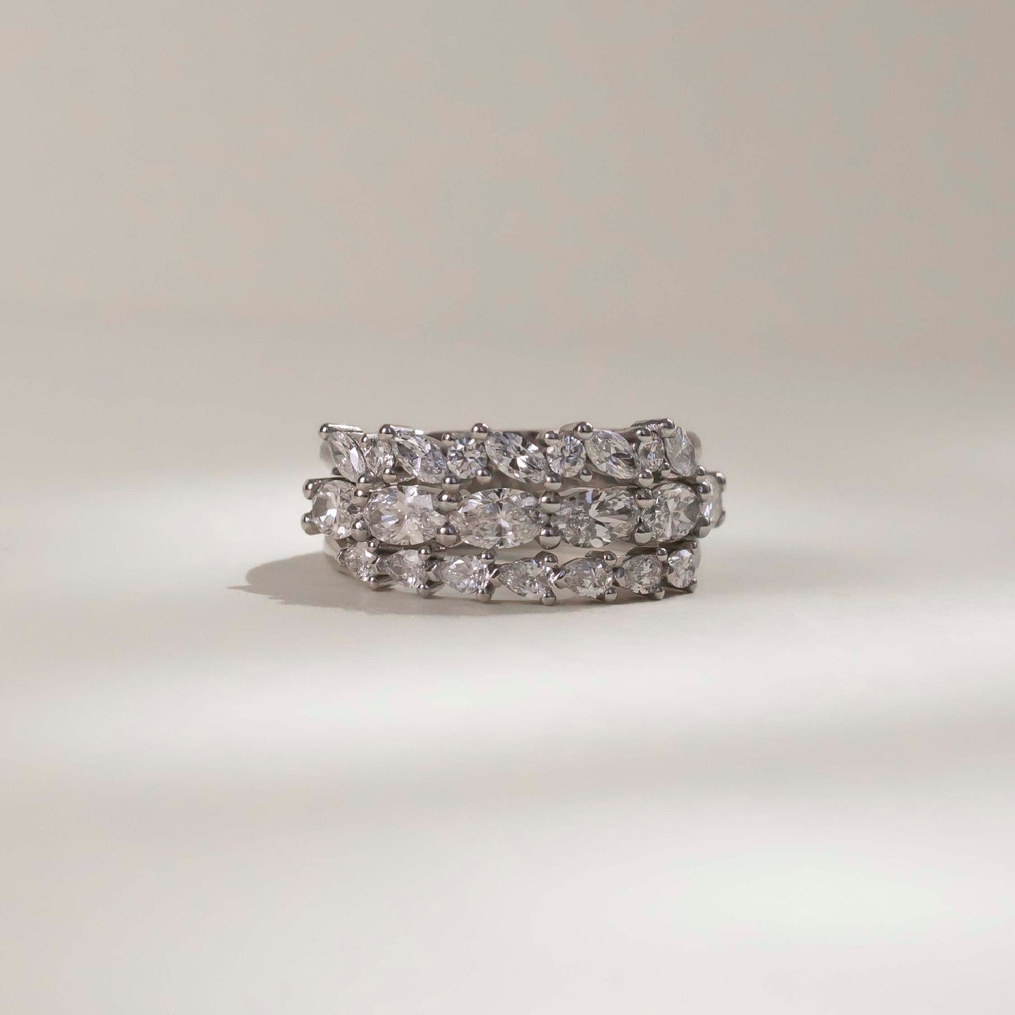 The Lucie Ring - Horizontal Pear Wedding Band