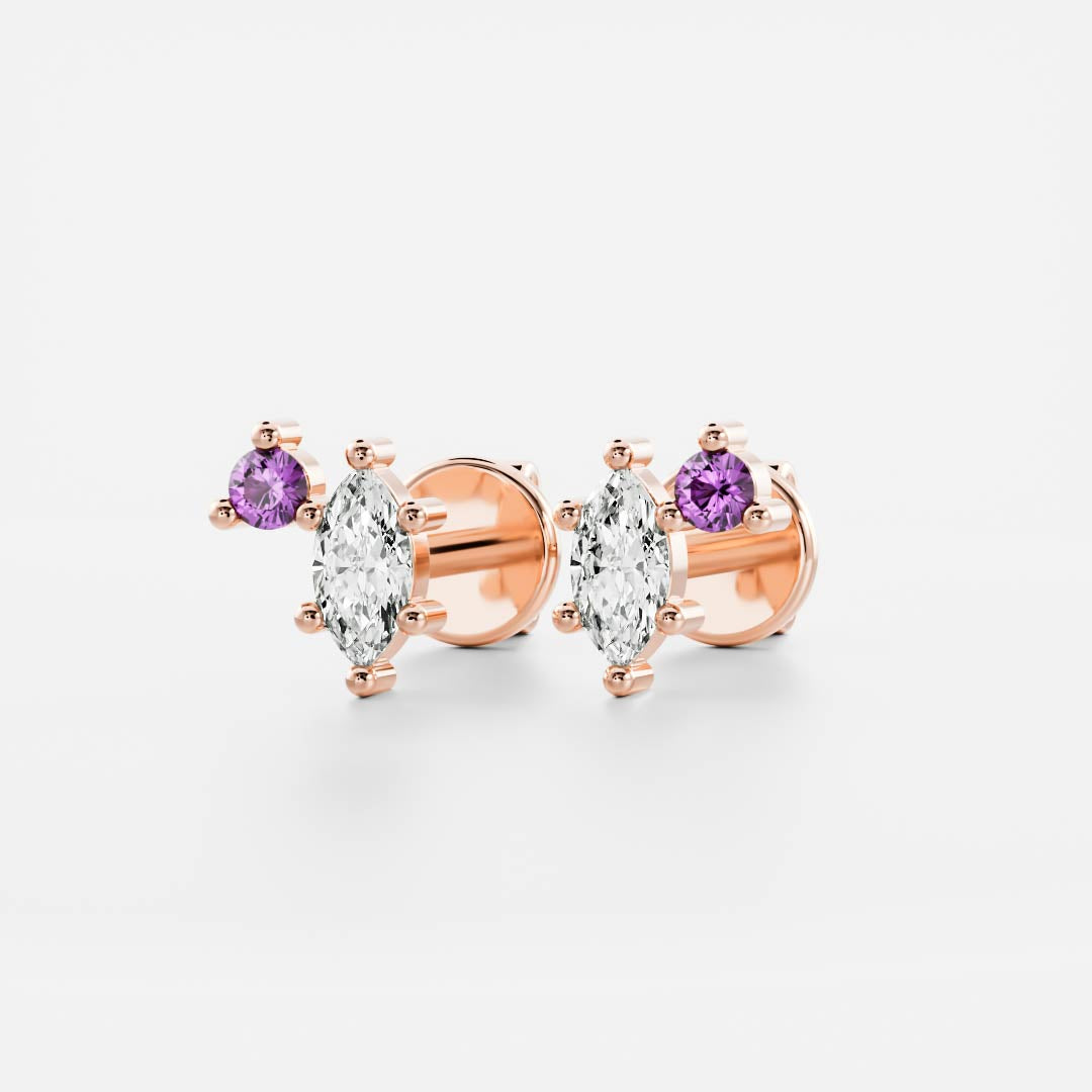 Signature Amethyst Toi Et Moi Birthstone Studs - February