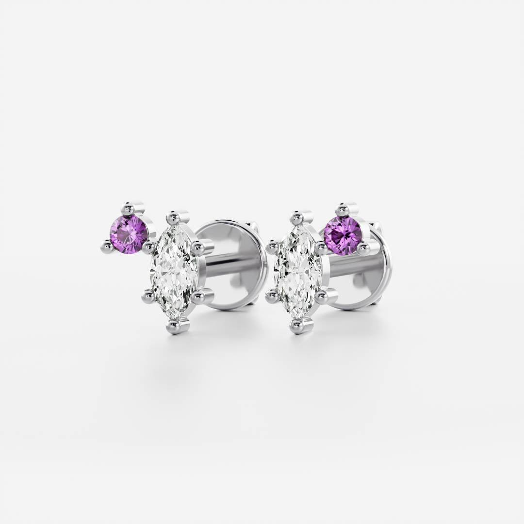 Signature Amethyst Toi Et Moi Birthstone Studs - February