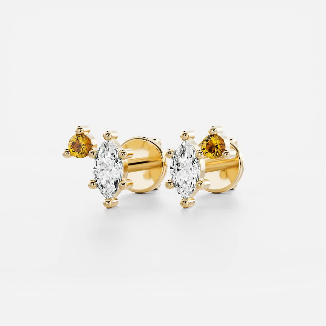 Signature Citrine Toi Et Moi Birthstone Studs - November