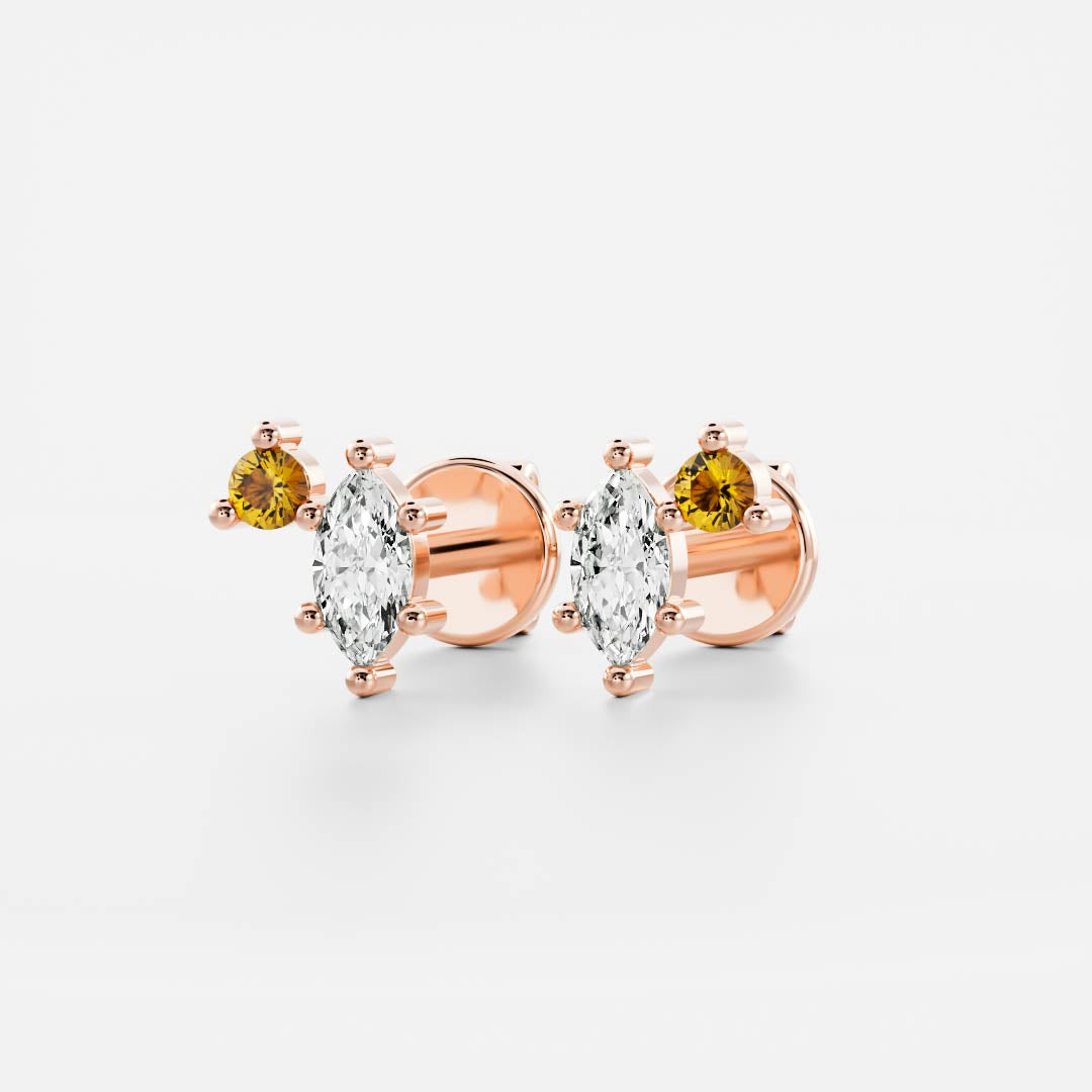 Signature Citrine Toi Et Moi Birthstone Studs - November