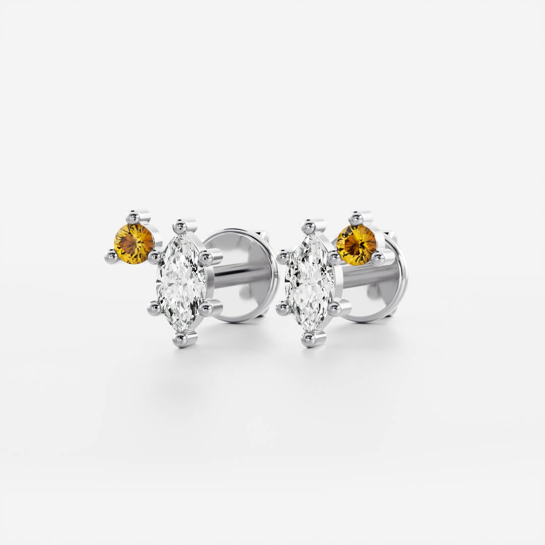 Signature Citrine Toi Et Moi Birthstone Studs - November