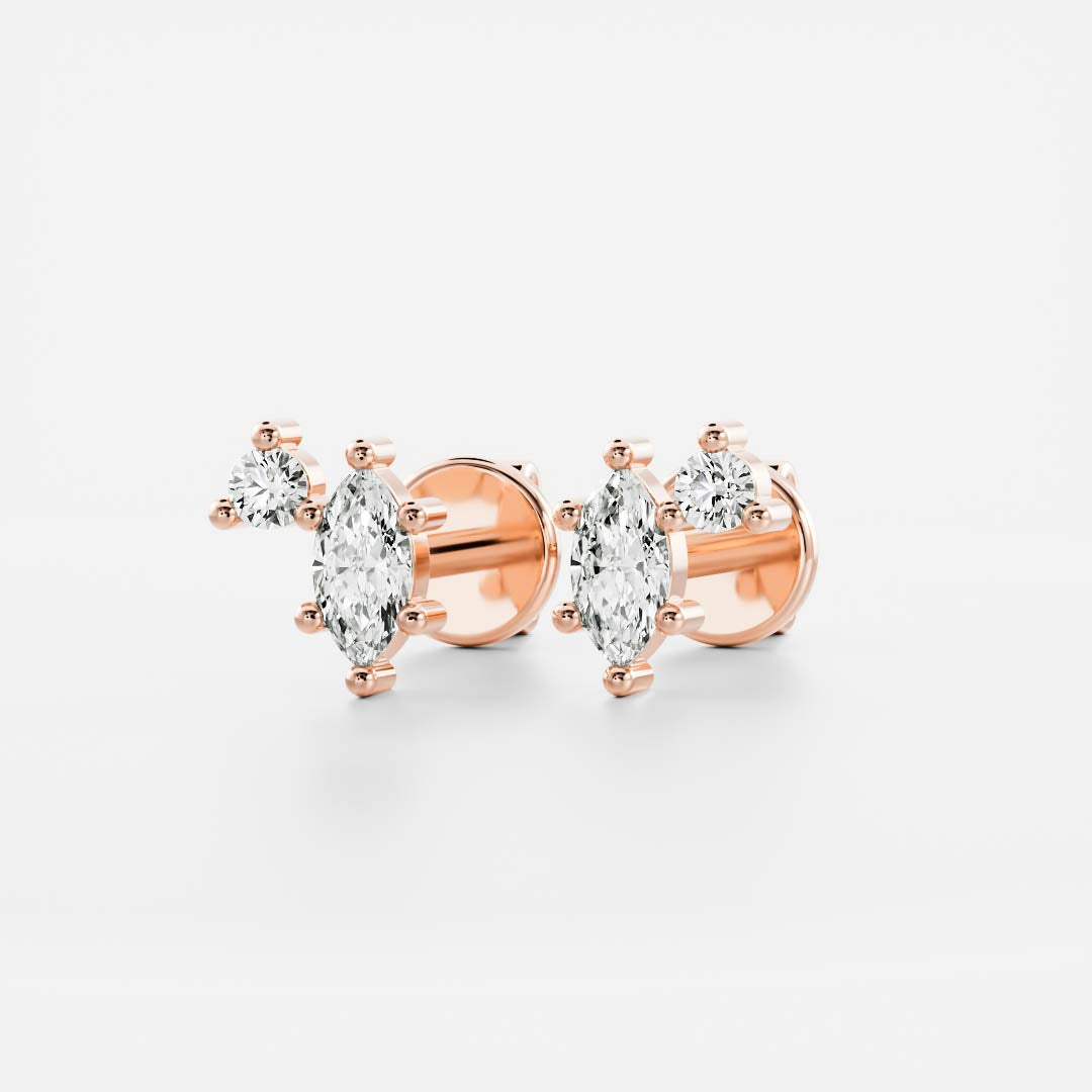 Signature Cultured Diamond Toi Et Moi Birthstone Studs - April