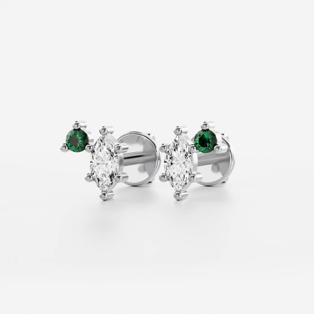 Signature Emerald Toi Et Moi Birthstone Studs - May