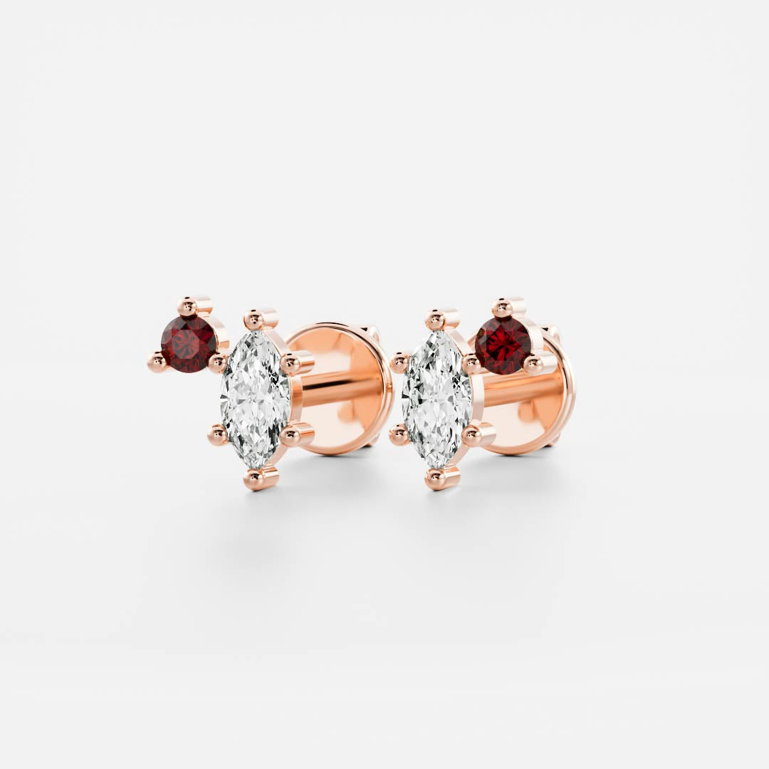 Signature Garnet Toi Et Moi Birthstone Studs - January