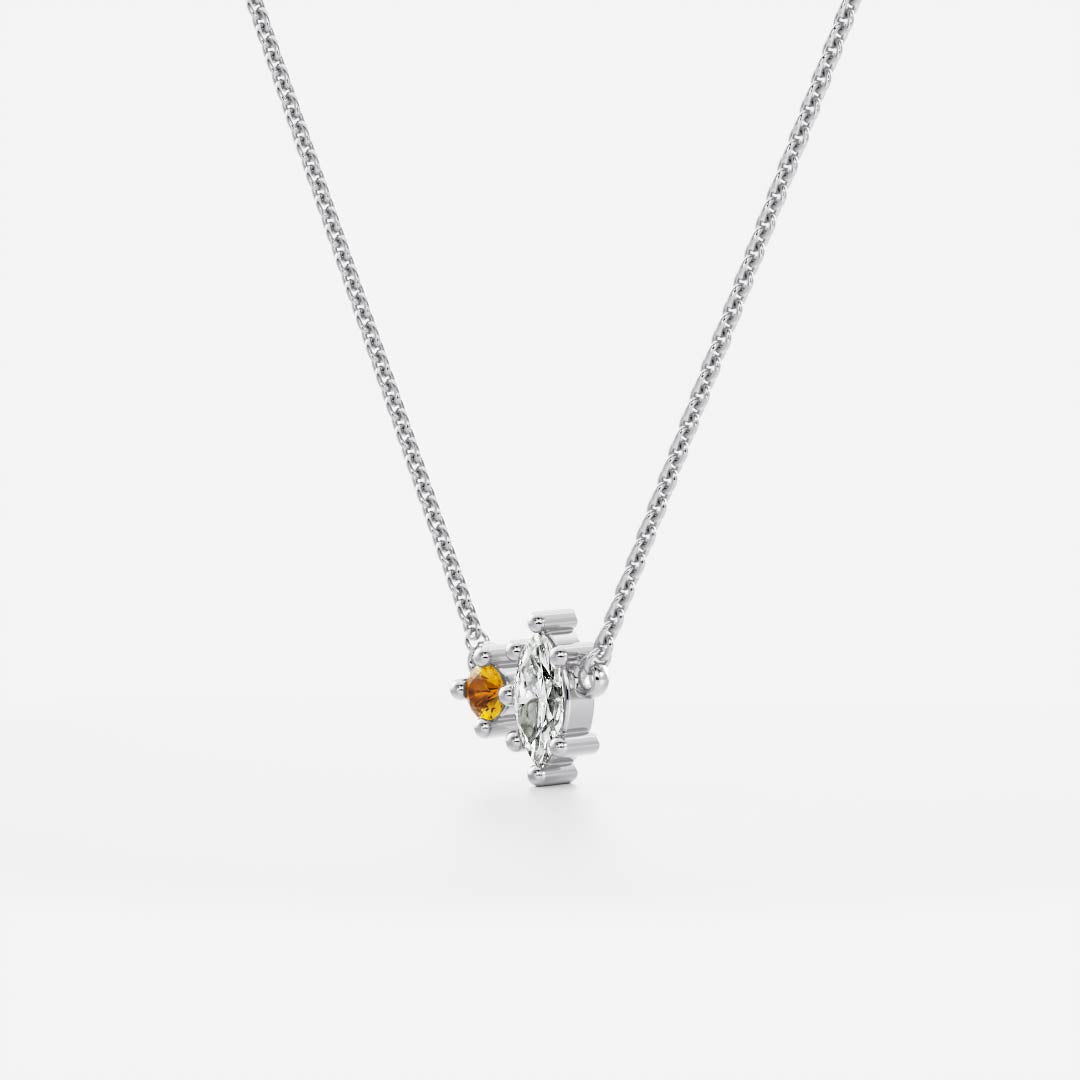 Signature Citrine Toi Et Moi Birthstone Necklace - November