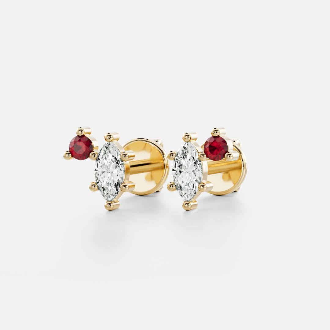 Signature Ruby Toi Et Moi Birthstone Studs - July