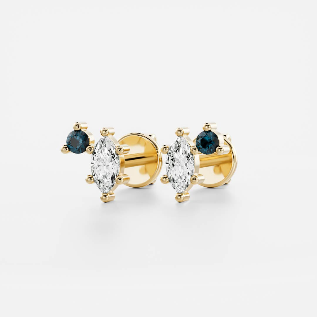 Signature Blue Topaz Toi Et Moi Birthstone Studs - December