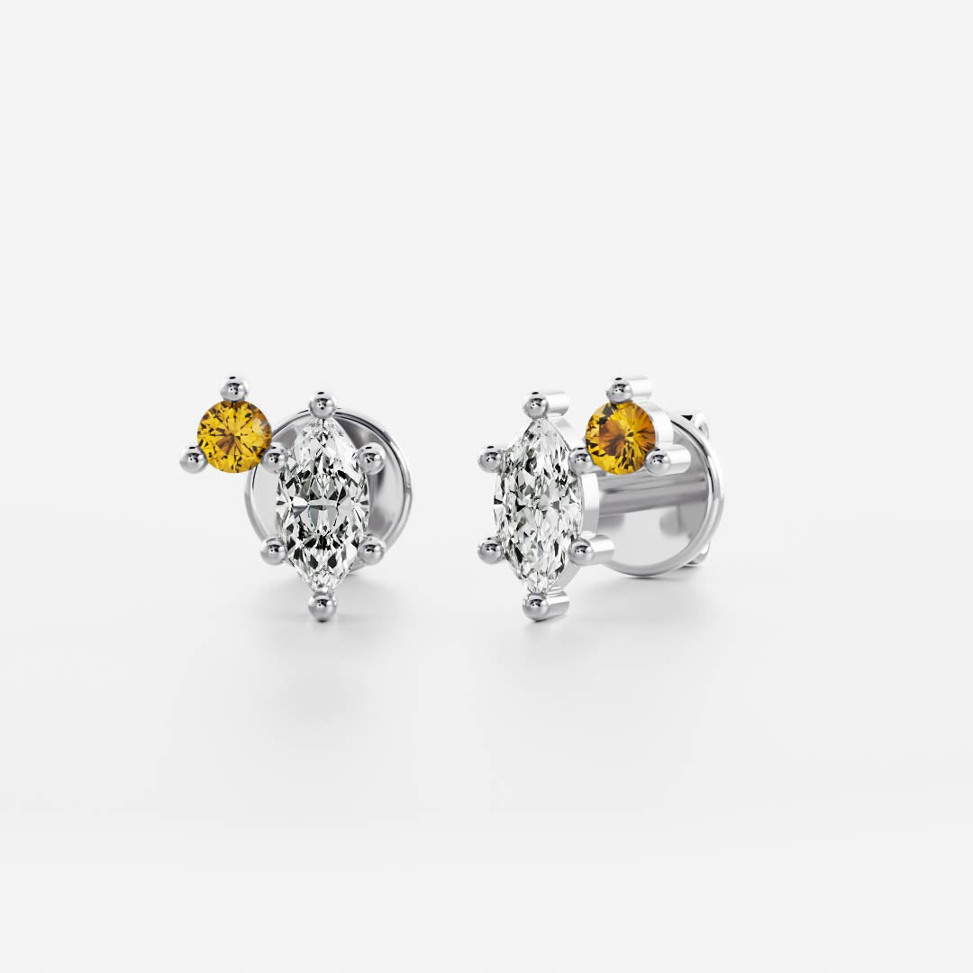 Signature Citrine Toi Et Moi Birthstone Studs - November