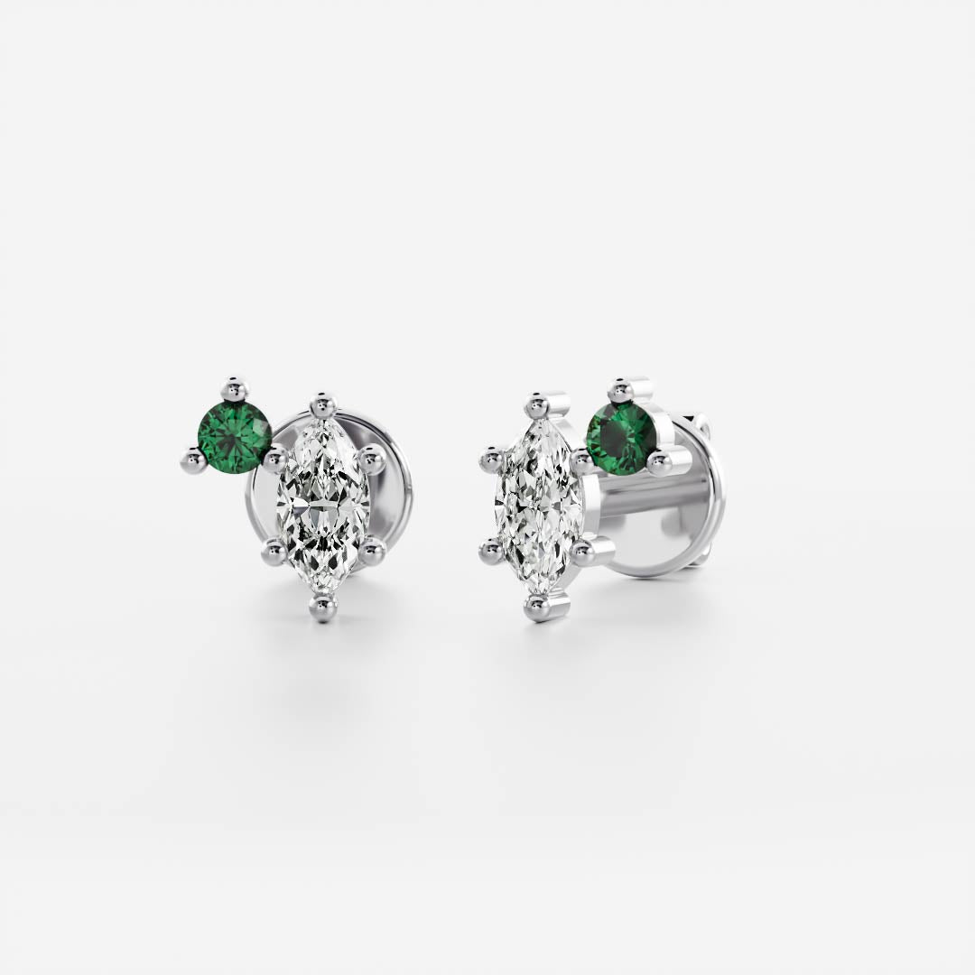 Signature Emerald Toi Et Moi Birthstone Studs - May