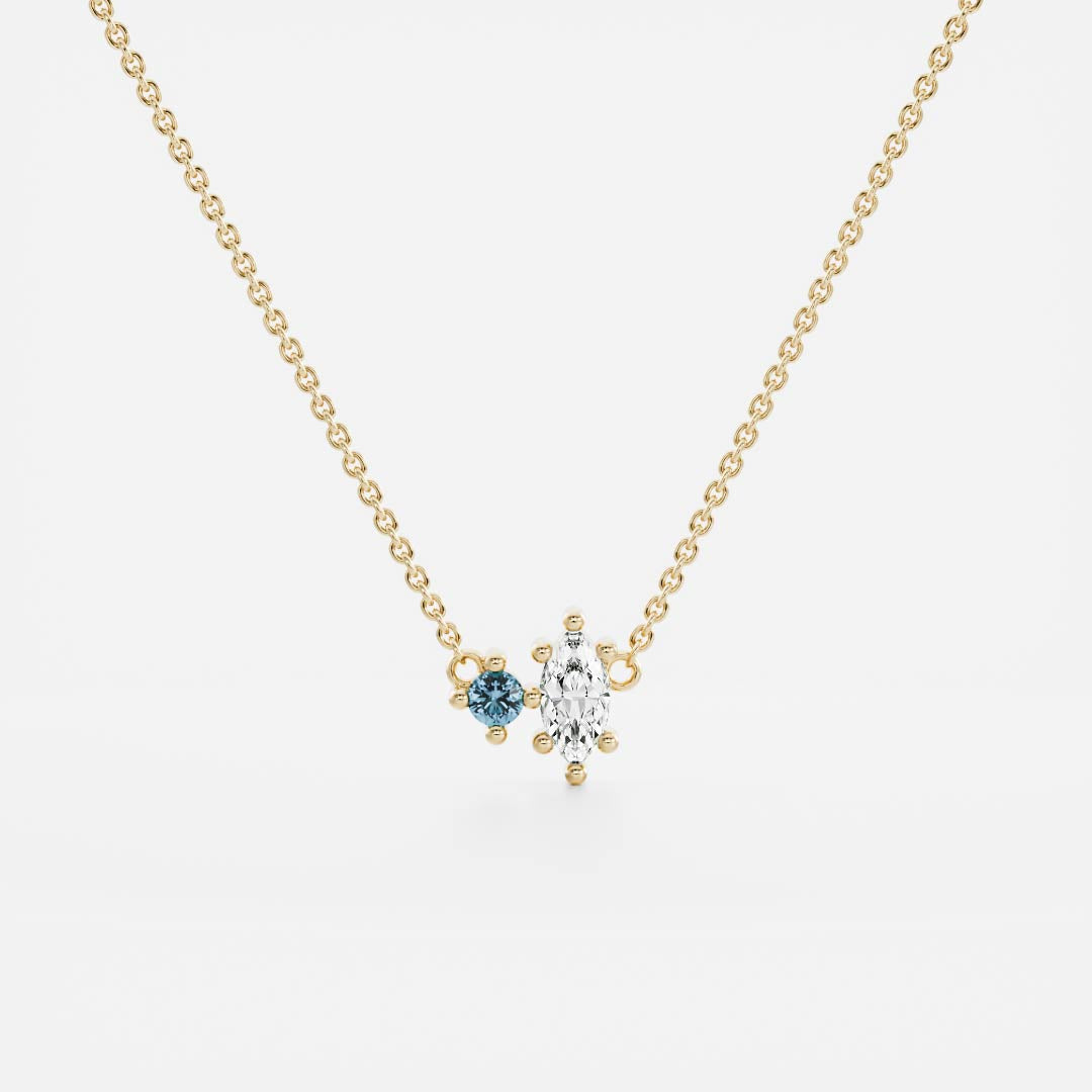 Signature Aquamarine Toi Et Moi Birthstone Necklace - March