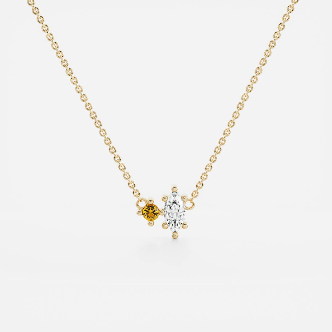 Signature Citrine Toi Et Moi Birthstone Necklace - November