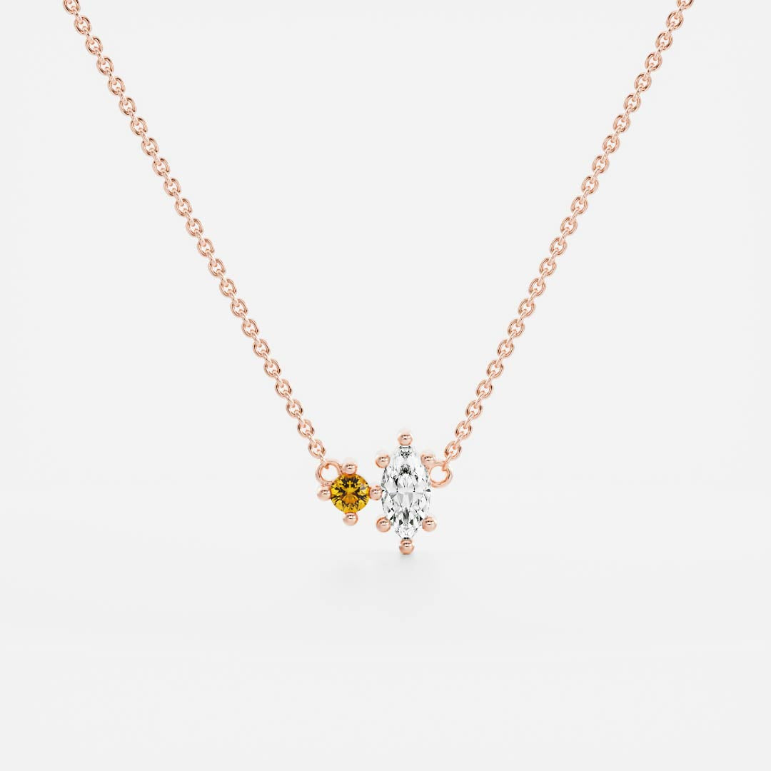 Signature Citrine Toi Et Moi Birthstone Necklace - November