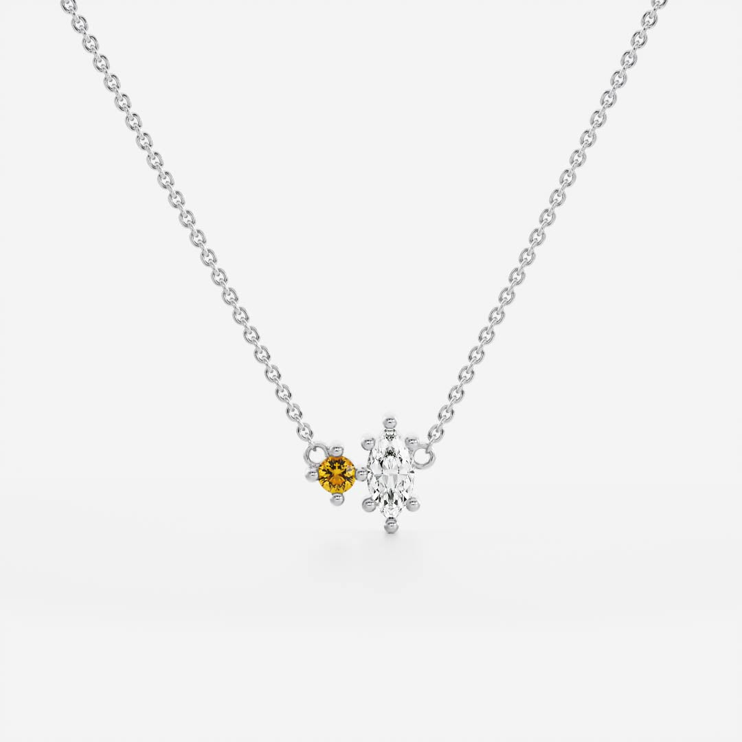 Signature Citrine Toi Et Moi Birthstone Necklace - November