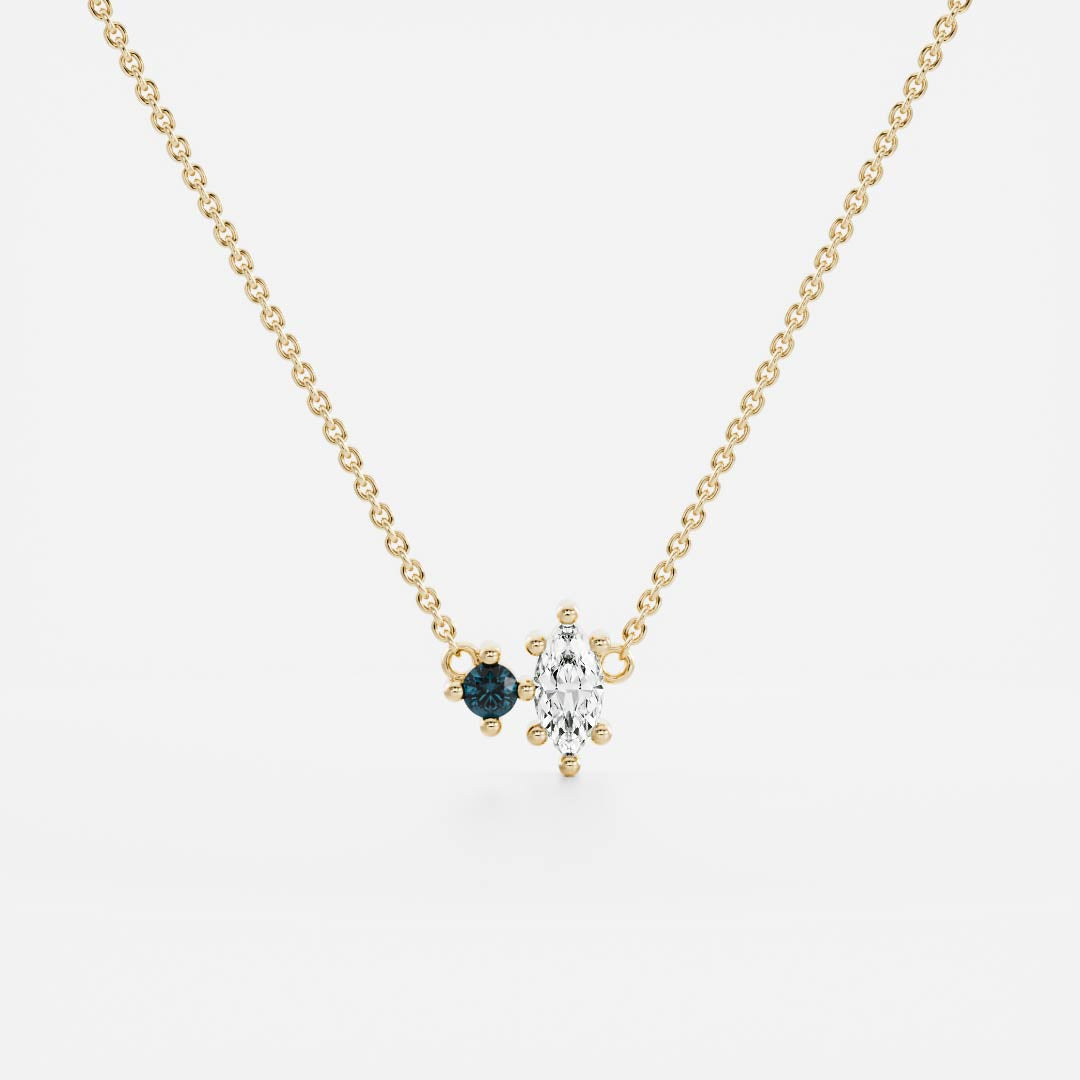 Signature Blue Topaz Toi Et Moi Birthstone Necklace - December