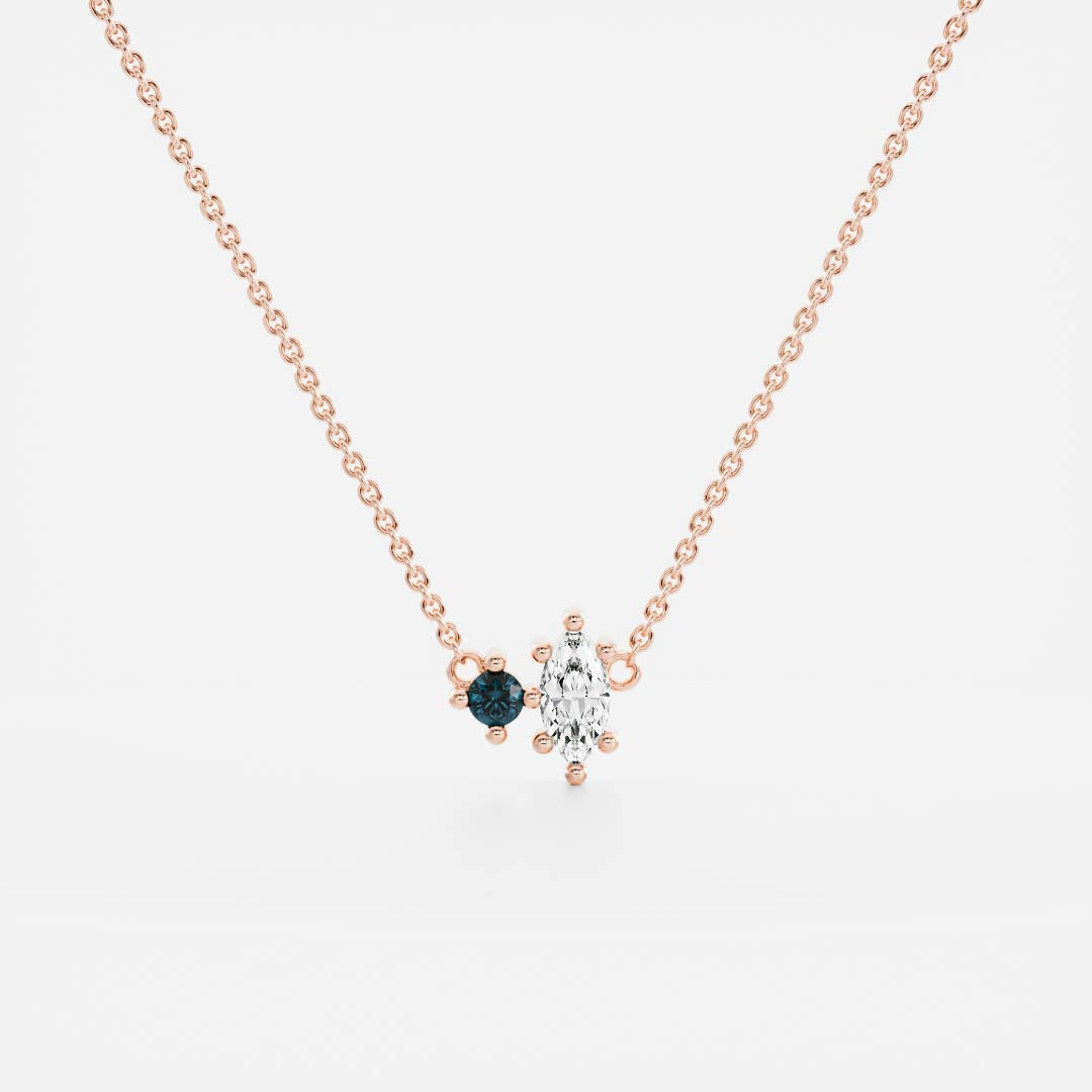 Signature Blue Topaz Toi Et Moi Birthstone Necklace - December