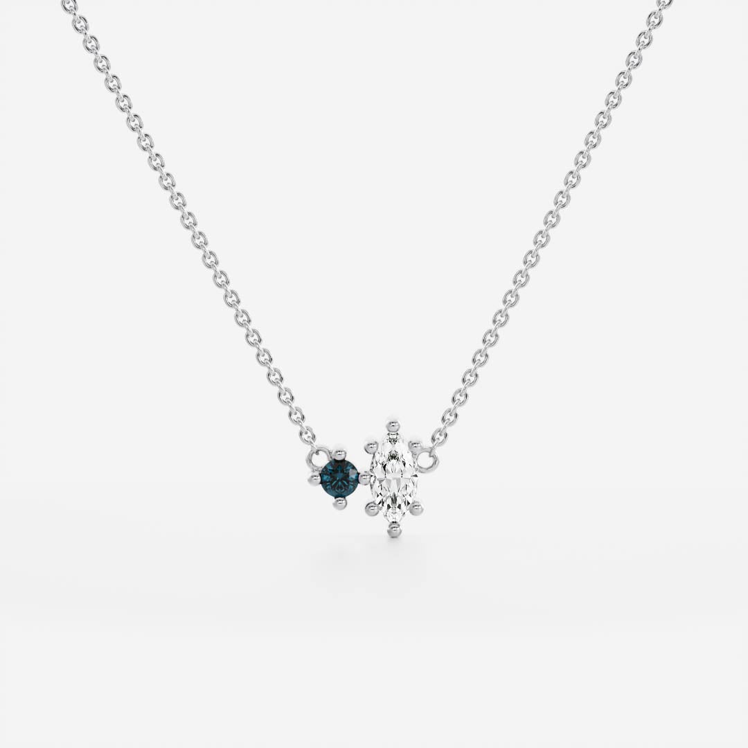 Signature Blue Topaz Toi Et Moi Birthstone Necklace - December
