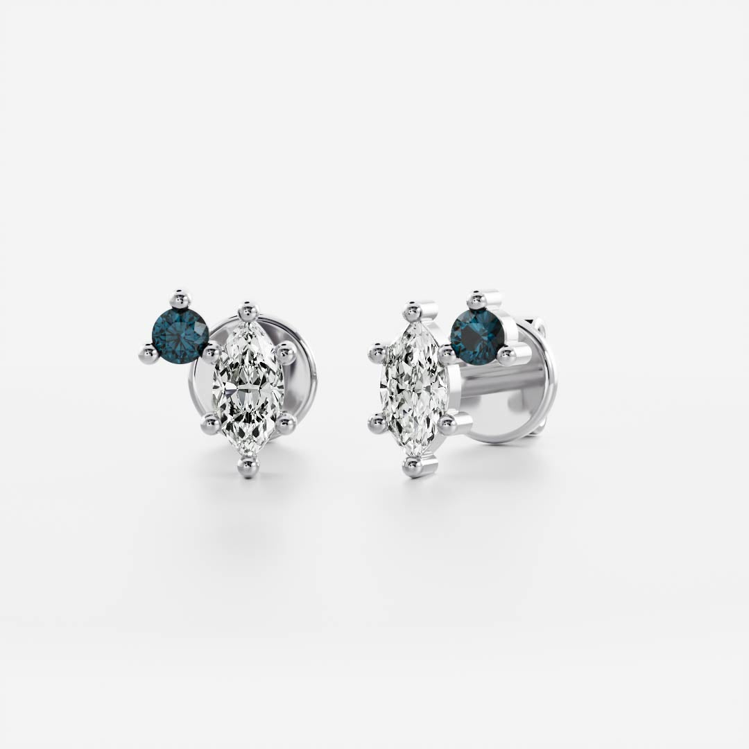 Signature Blue Topaz Toi Et Moi Birthstone Studs - December