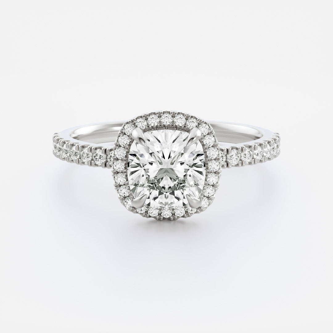 The Paloma Ring - 1.51ct Lab Grown Diamond Square Cushion Halo Solitaire