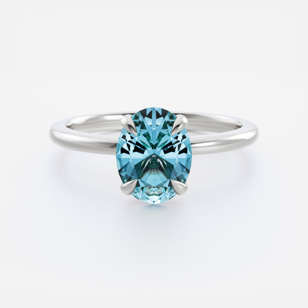 The Luise Ring® - 1.03ct Fancy Vivid Blue Lab Grown Diamond Oval Solitaire
