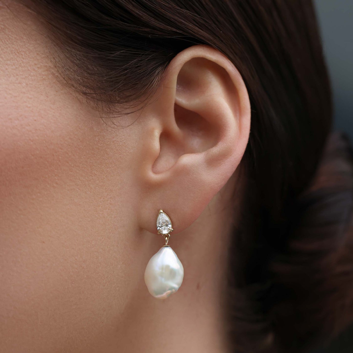 The Angelina Earrings - Keshi Pearl Pear Drop Earrings
