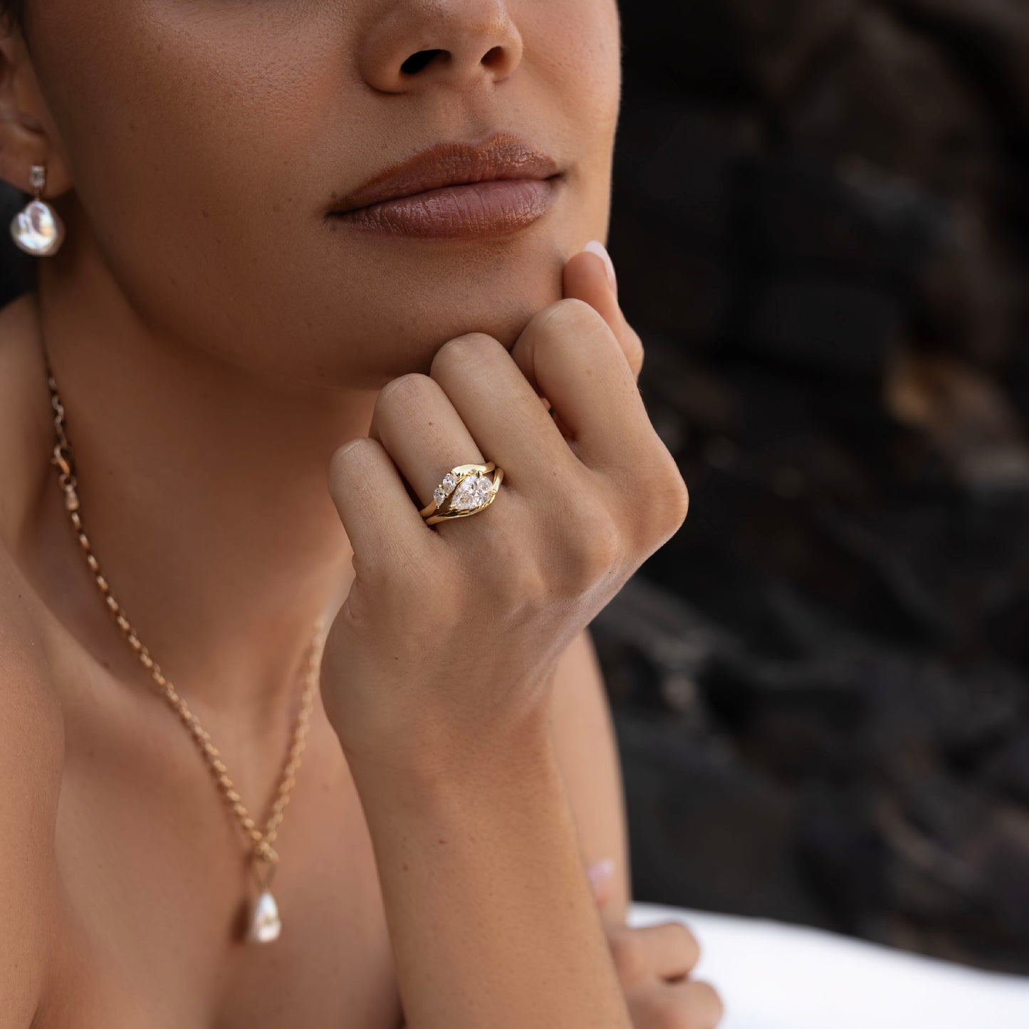 The Eve Ring - Curved Pear Ceremonial Ring