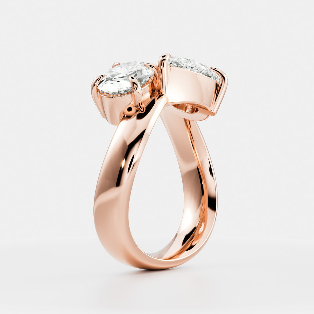 The Maëlys Ring - Oval and Pear Contoured Toi et Moi