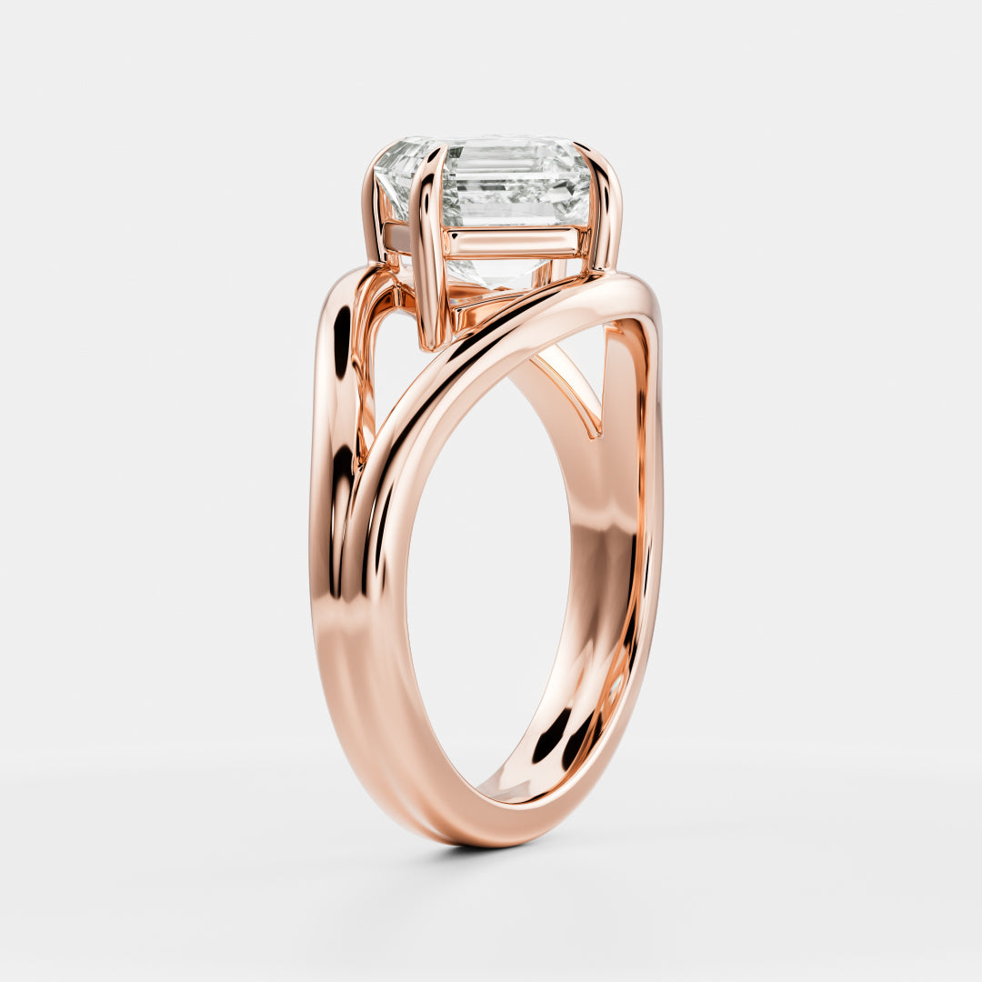 The Aleasa Ring - Split Shank East-West Asscher Solitaire