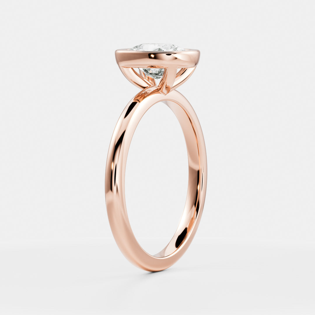 The Ophelia Ring - Elongated Cushion Bezel Solitaire