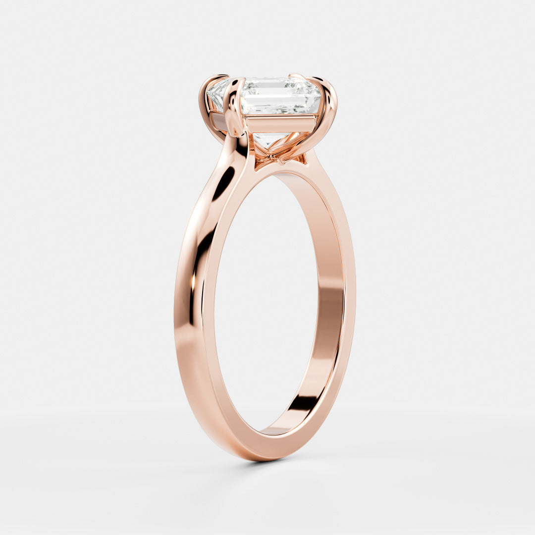 The Elmira Ring - East-West Asscher Cathedral Solitaire